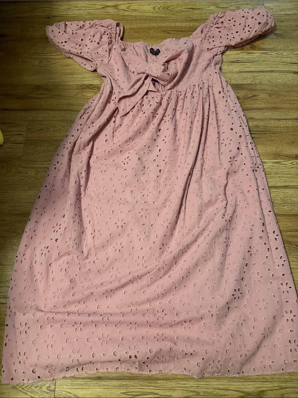 Eloquii Dusty Pink Eyelet Maxi Dress